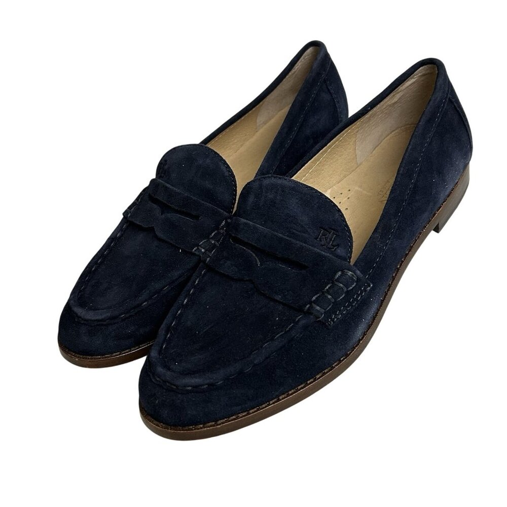 Lauren Ralph Lauren Wynnie Leather Loafers Women 6.5B Slip On Blue Soft Nappa - Picture 11 of 12